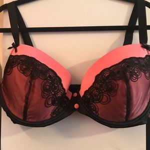 Curvy Kate Plunge, Hot Pink with Black Lace, 38FF